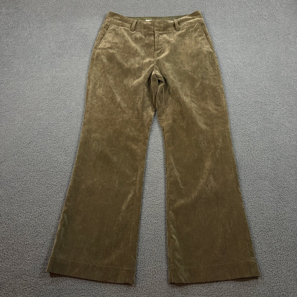Coldwater Creek Pants Womens P8 Brown Corduroy Wide Leg Trousers Stretch Casual